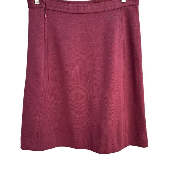 Dorce Knits Vintage Womens Burgundy High-Waist Knit Wool A Line Side Zip Skirt - Picture 1 of 8